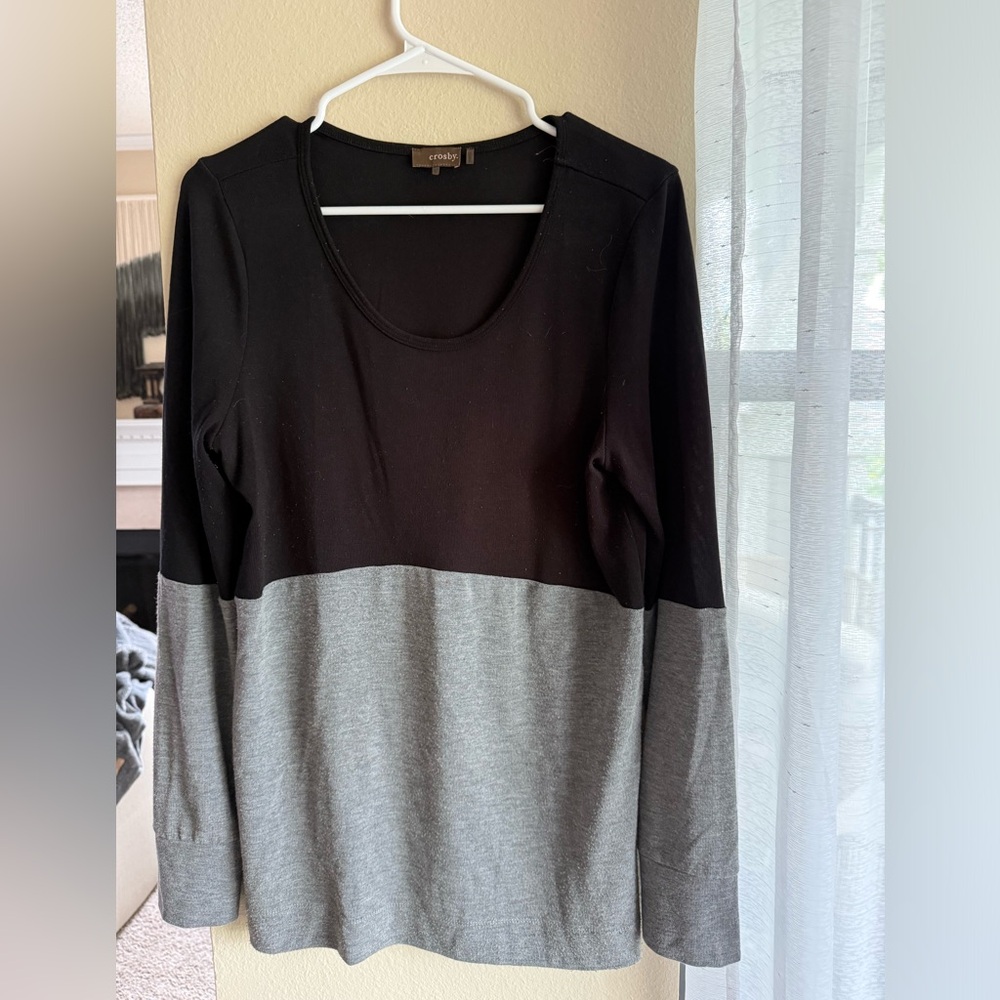 Black and Gray Long Sleeve Top